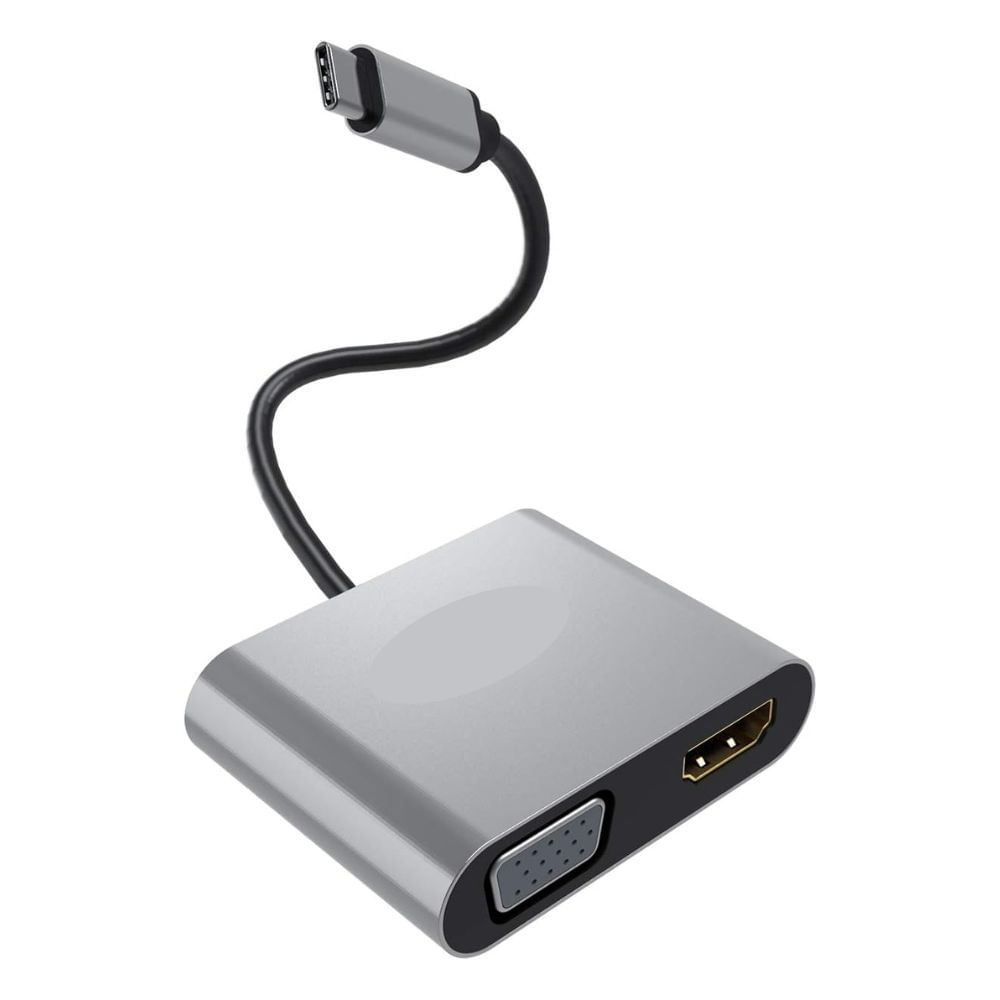 Adaptador 2 en 1 USB-C a HDMI y VGA amplia compatibilidad