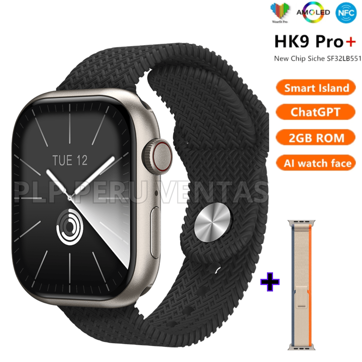Smartwatch Hk9 Pro Plus 2GB 3Generacion Chat GPT Amoled Negro