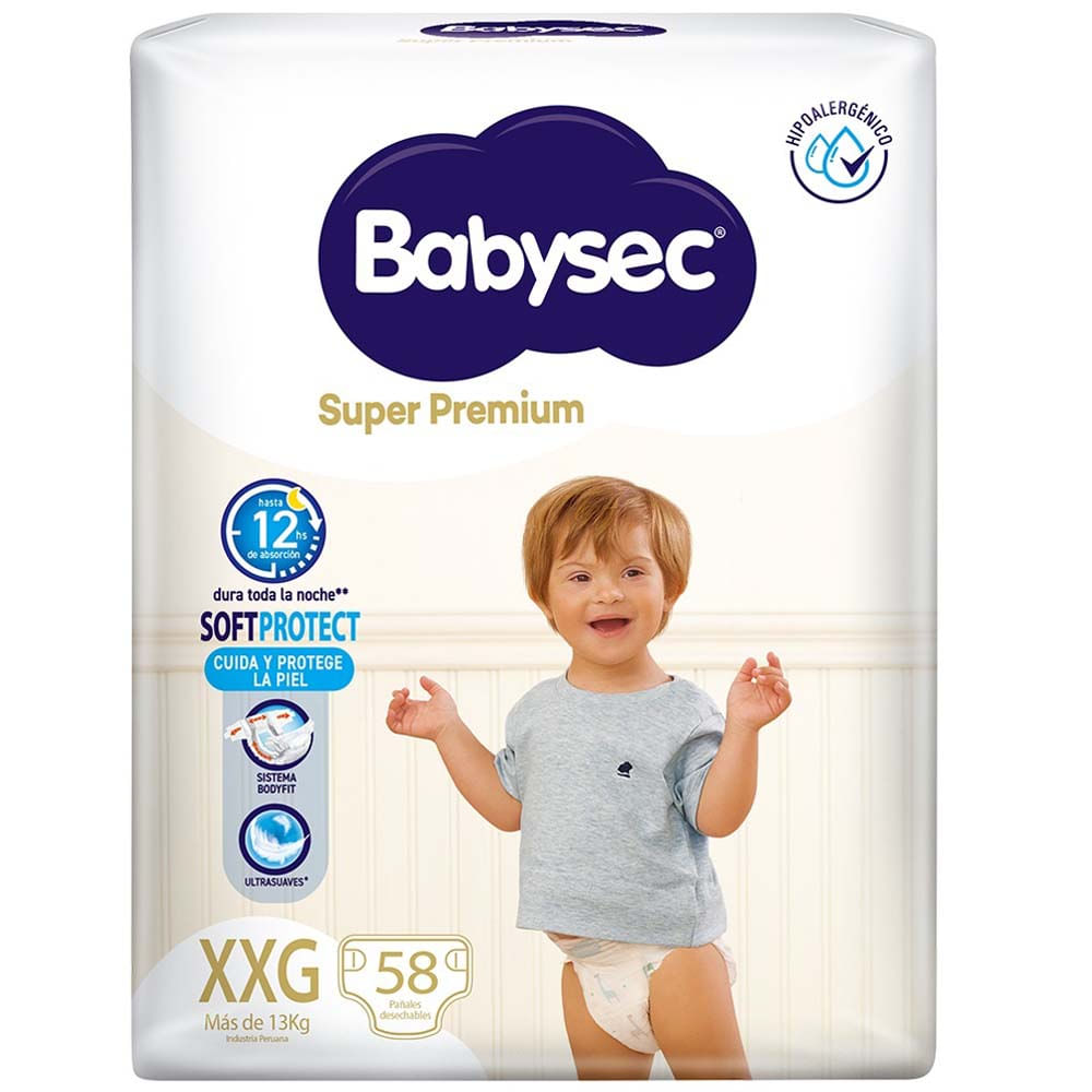 Pañal BABYSEC Super Premium Talla XXG Paquete 58un