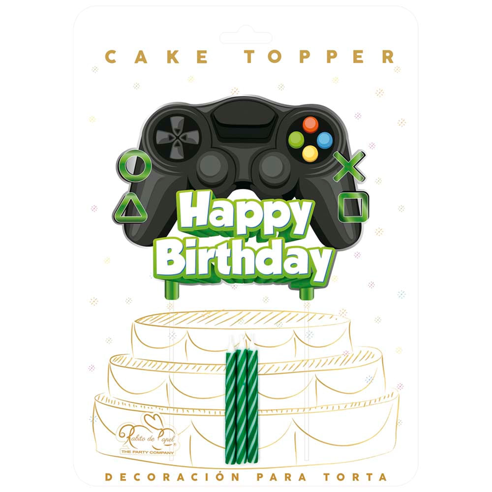 Topper Happy Birth Gamer RABITO DE PAPEL
