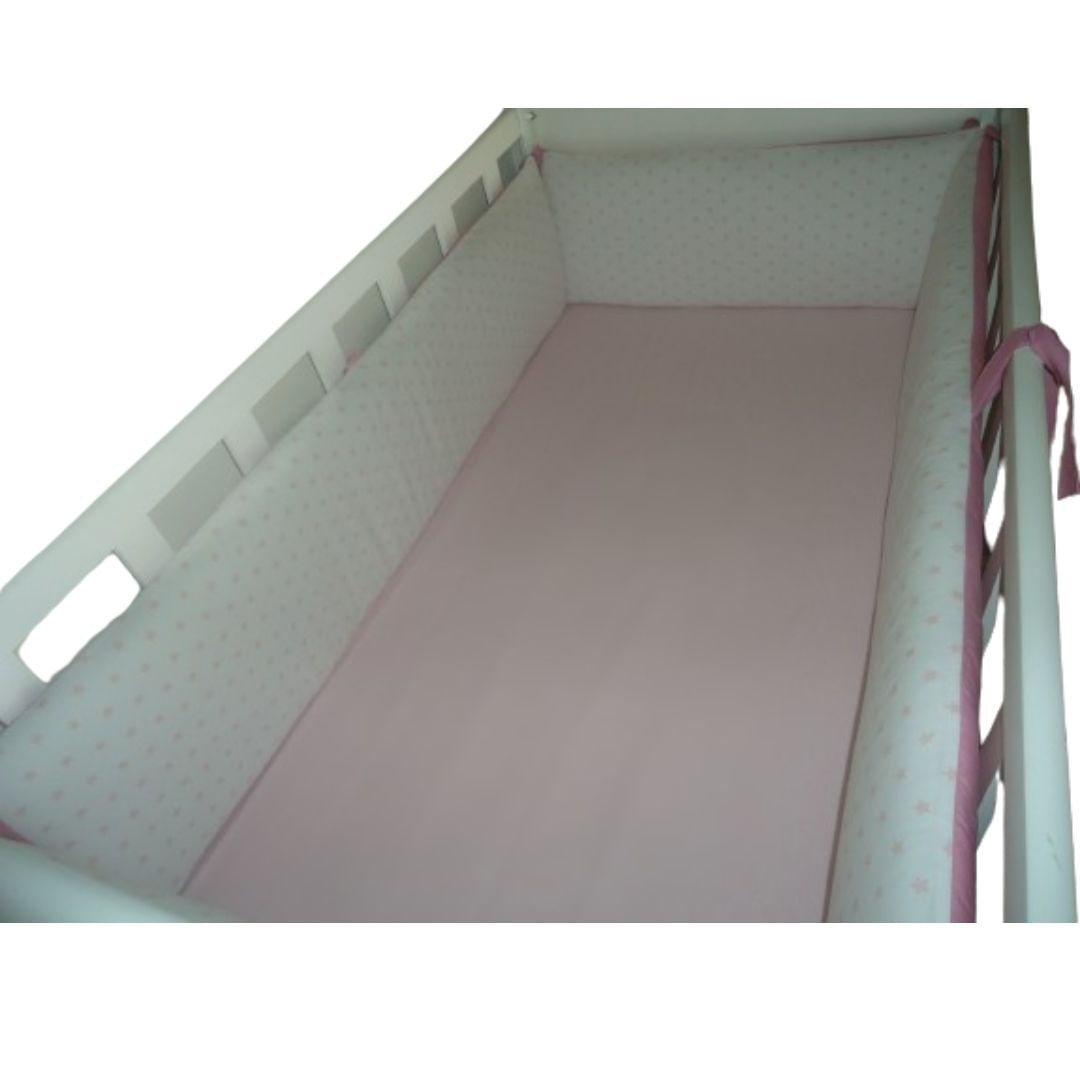 Protector Lateral Parachoques de Cuna BABYTU Diseño estrellitas y palo rosa