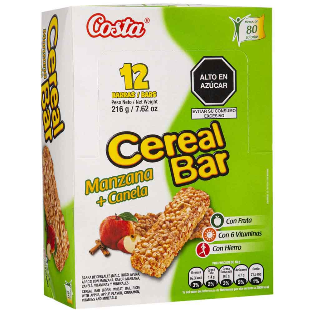 Cereal Bar COSTA Manzana y Canela Caja 12un