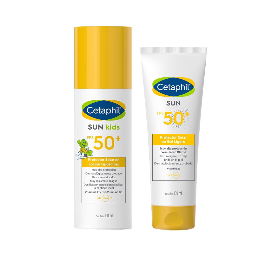 Cetaphil - Pack verano Sun FPS 50 gel ligero 100ml + Sun kids 150ml