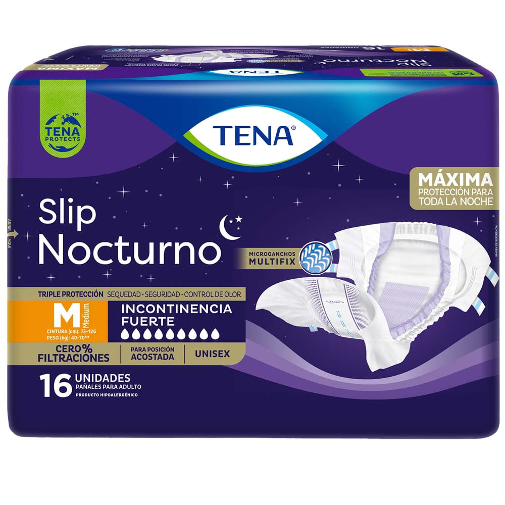 Pañal para Adulto TENA Slip Nocturno Talla M Paquete 16un