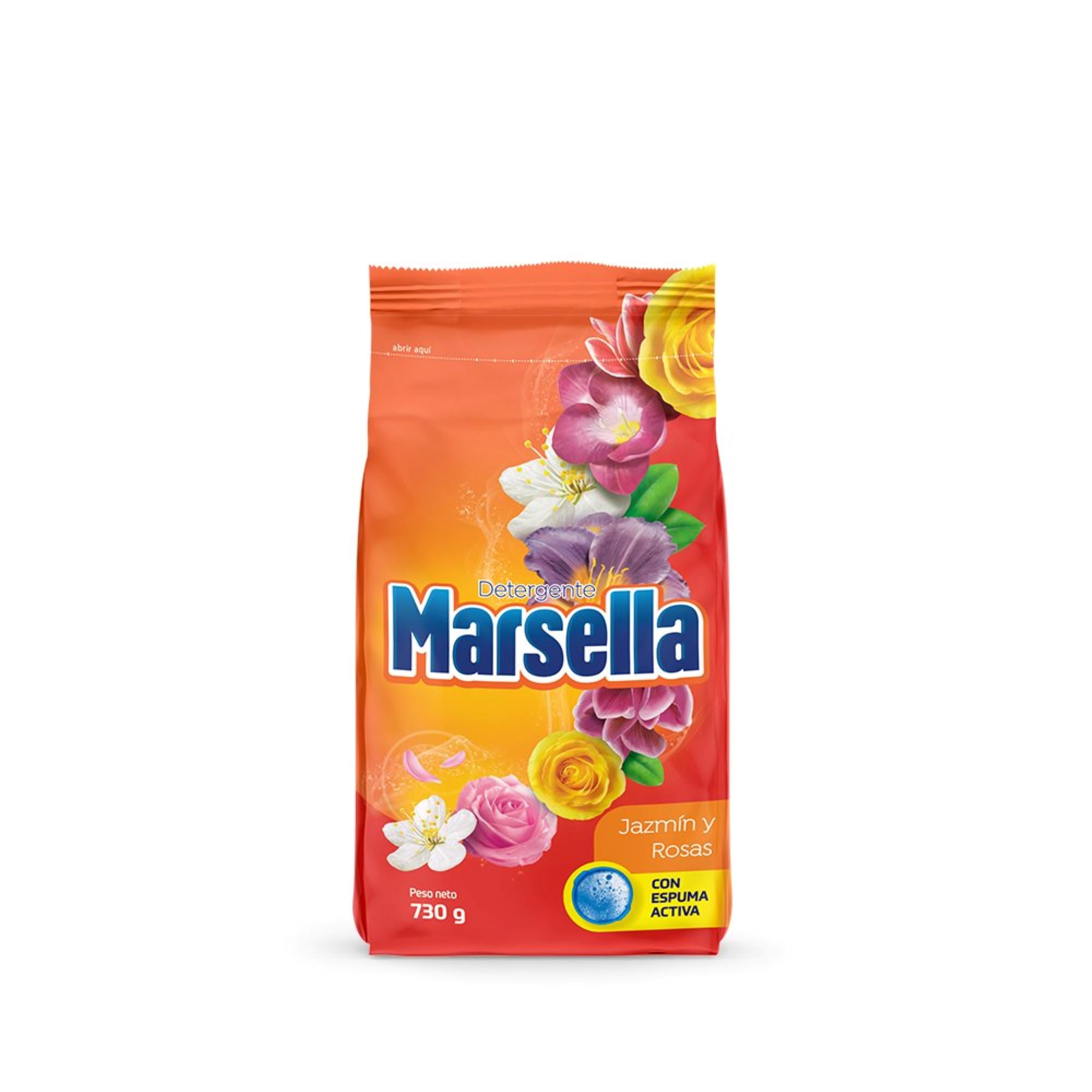Detergente en Polvo MARSELLA Jazmín y Rosas Bolsa 730g PV