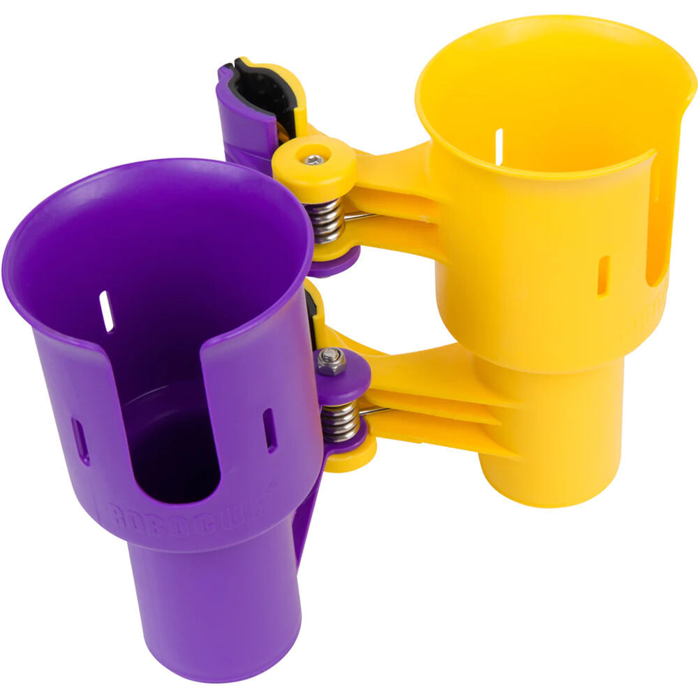 Portavasos Y Soporte para Bebidas Robocup Clamp On Dual Cup Amarillo Y Morado