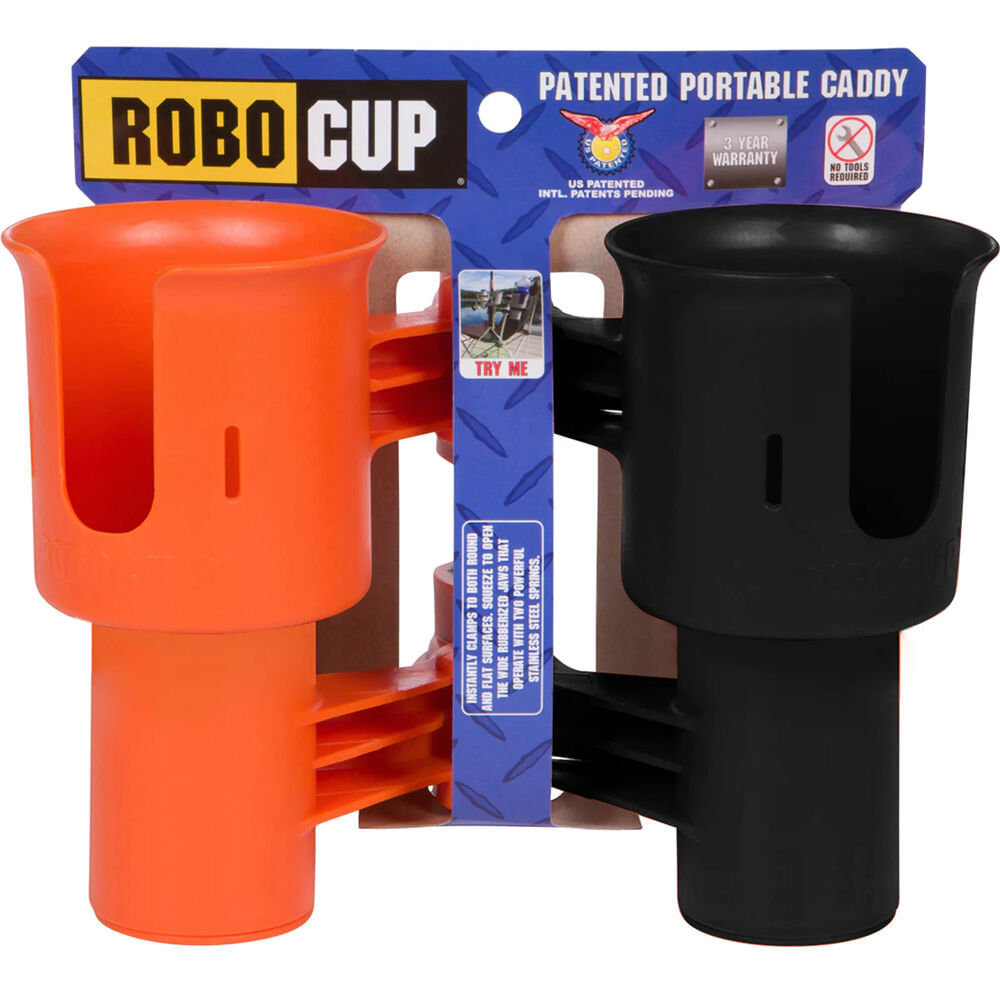 Portavasos Y Soporte para Bebidas Robocup Clamp On Dual Cup Naranja Y Negro