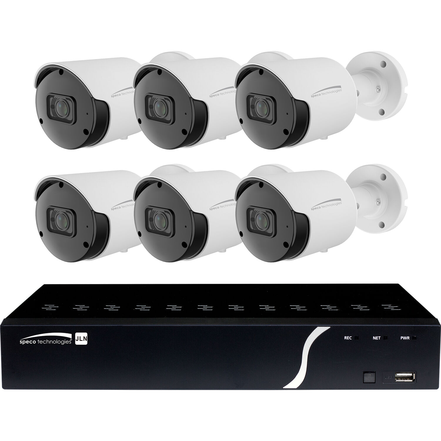 Nvr Speco Technologies Zipn8B2 de 8 Canales con 2Tb de Disco Duro Y 6 Cámaras Bullet de Visión Noctu