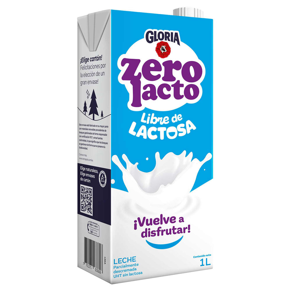 Leche UHT sin Lactosa GLORIA Zero Caja 1L