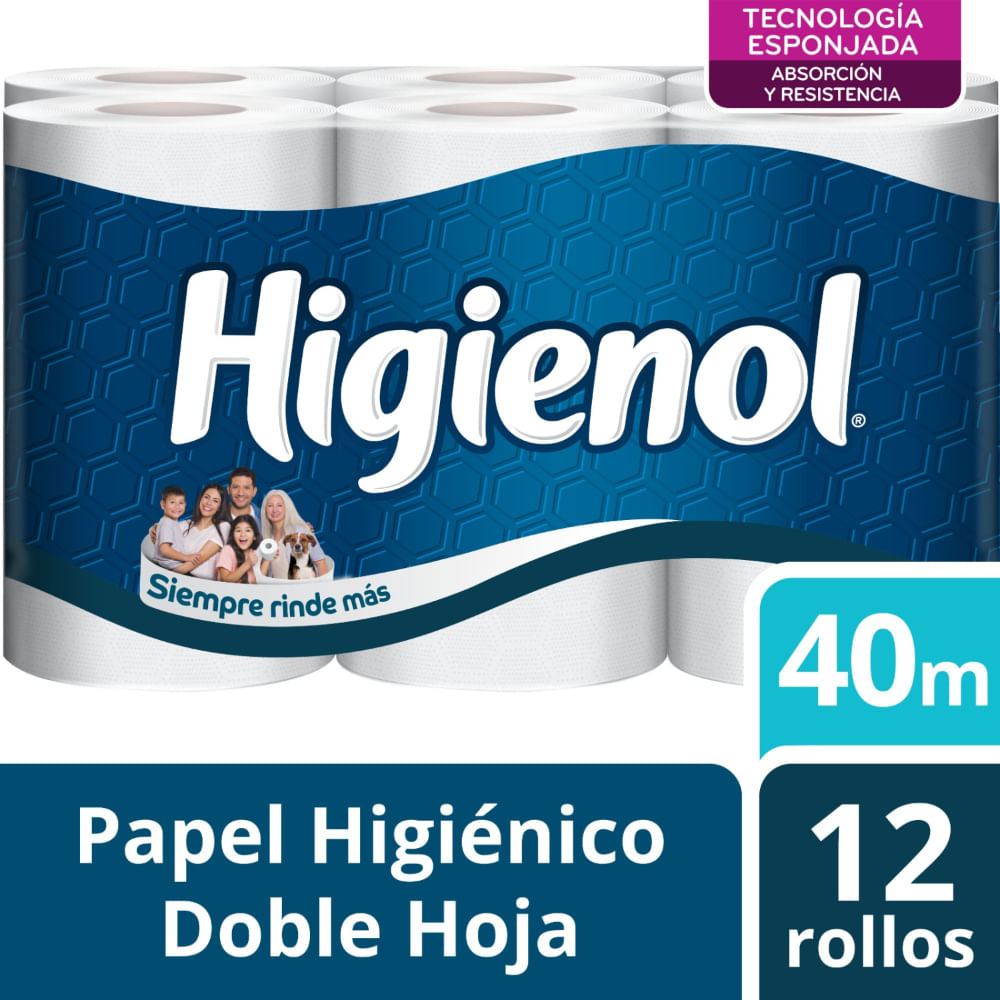 Papel Higiénico HIGIENOL Doble Hoja Paquete 12un