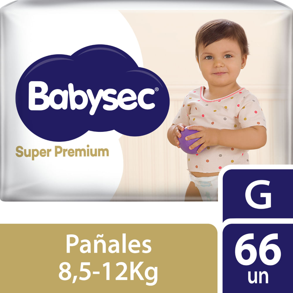 Pañal Super Premium BABYSEC Talla G Paquete 66un