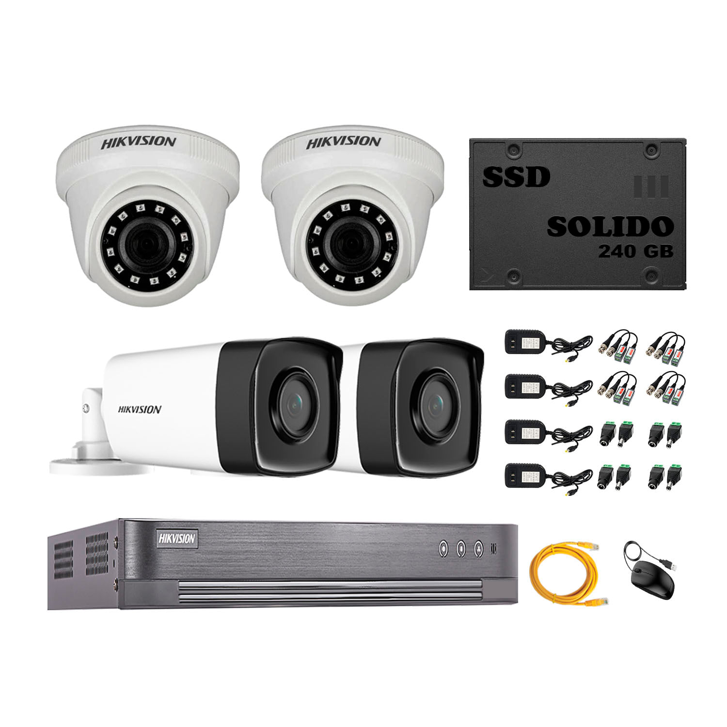 Cámaras Seguridad Hikvision Kit 4 Full Hd 2 It3f Disco Ssd 240gb