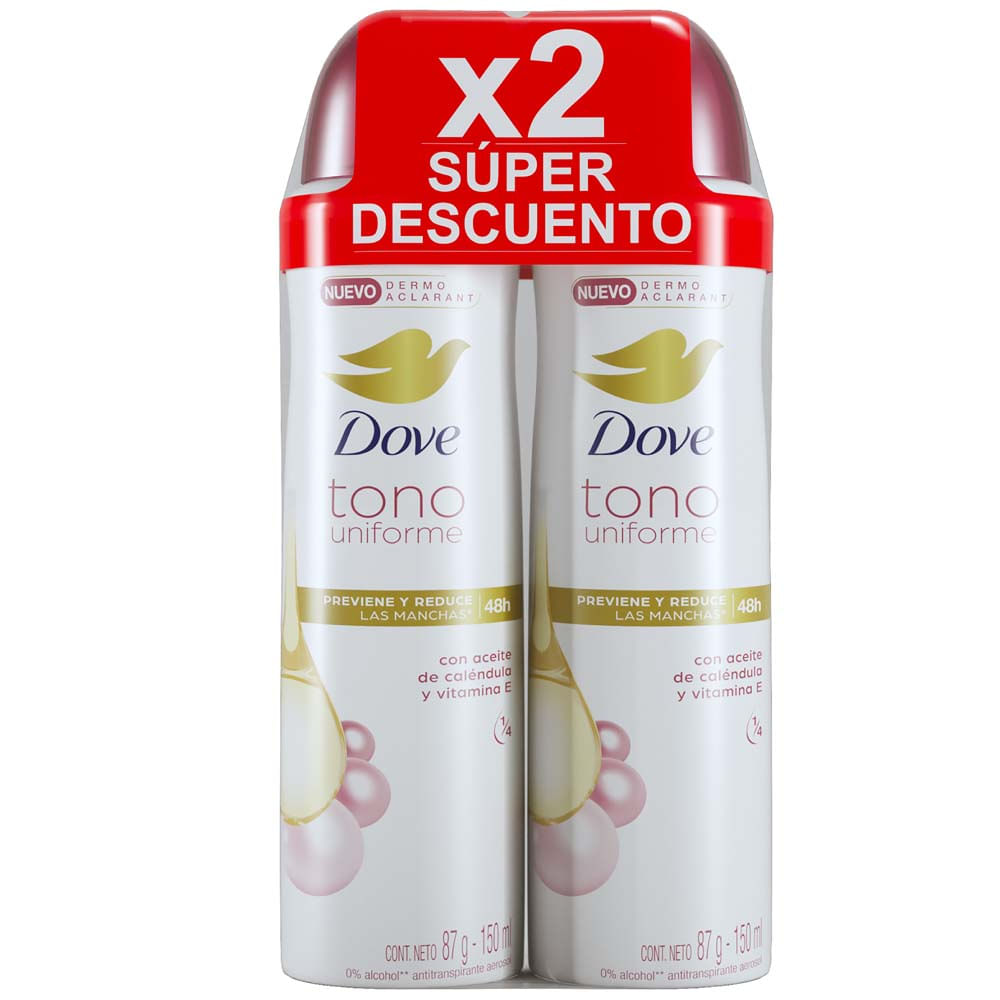 Desodorante para mujer en Aerosol para Mujer DOVE Dermo Aclarant Frasco 90ml Paquete 2un