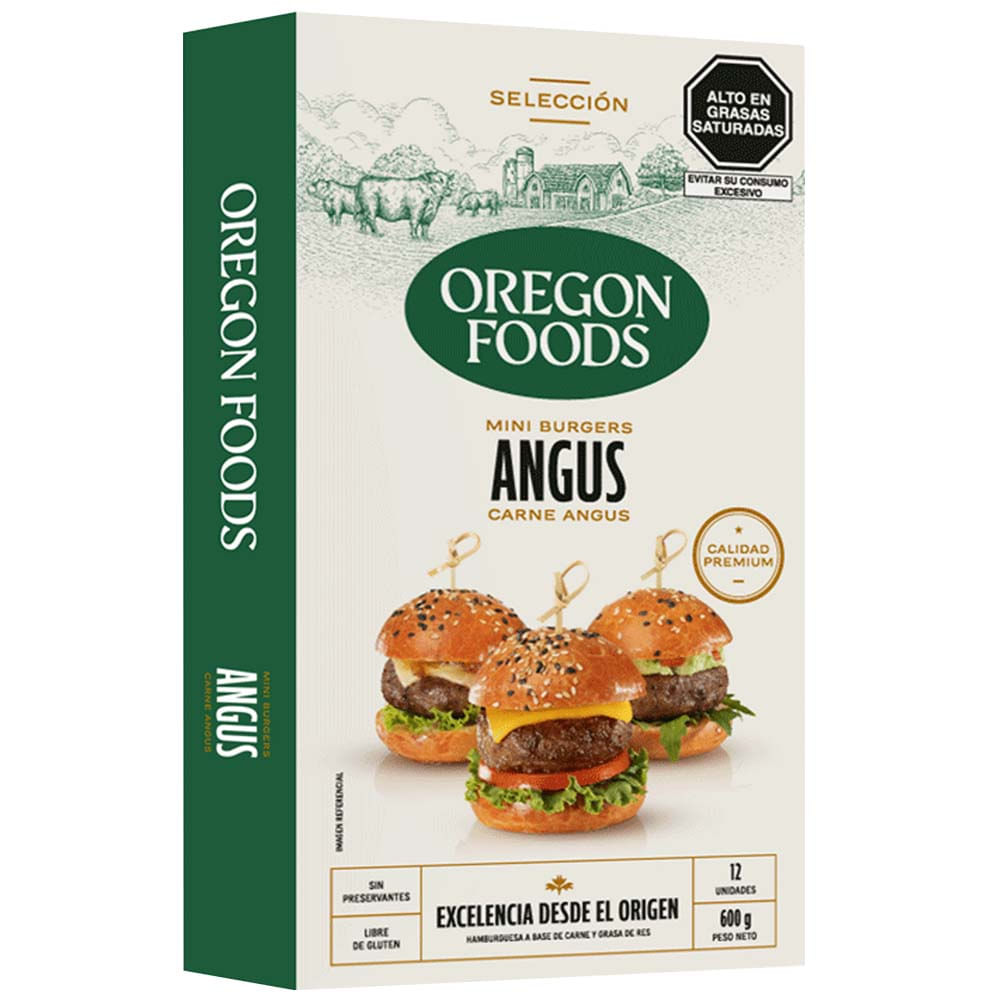 Mini Hamburguesas OREGON FOODS Carne Angus Caja 600g