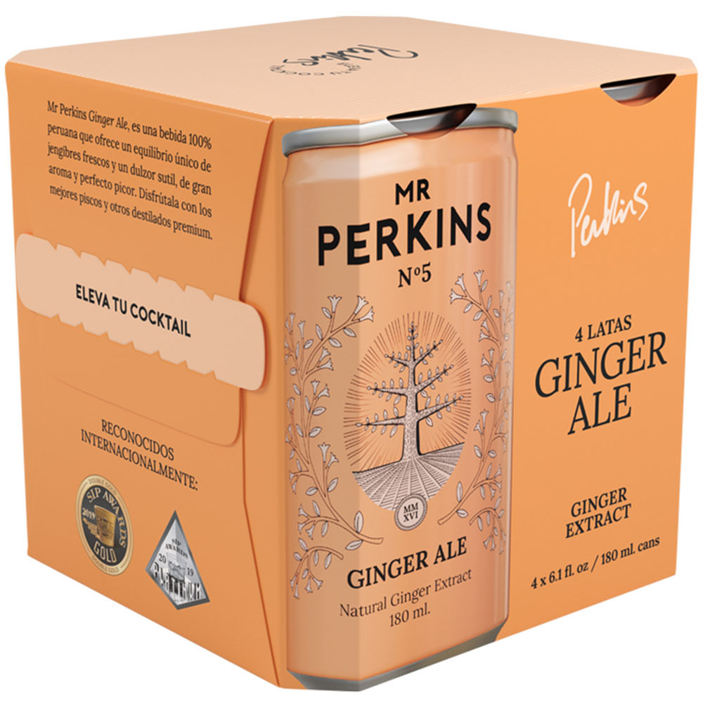 Ginger Ale MR PERKINS 4 Pack Lata 180ml