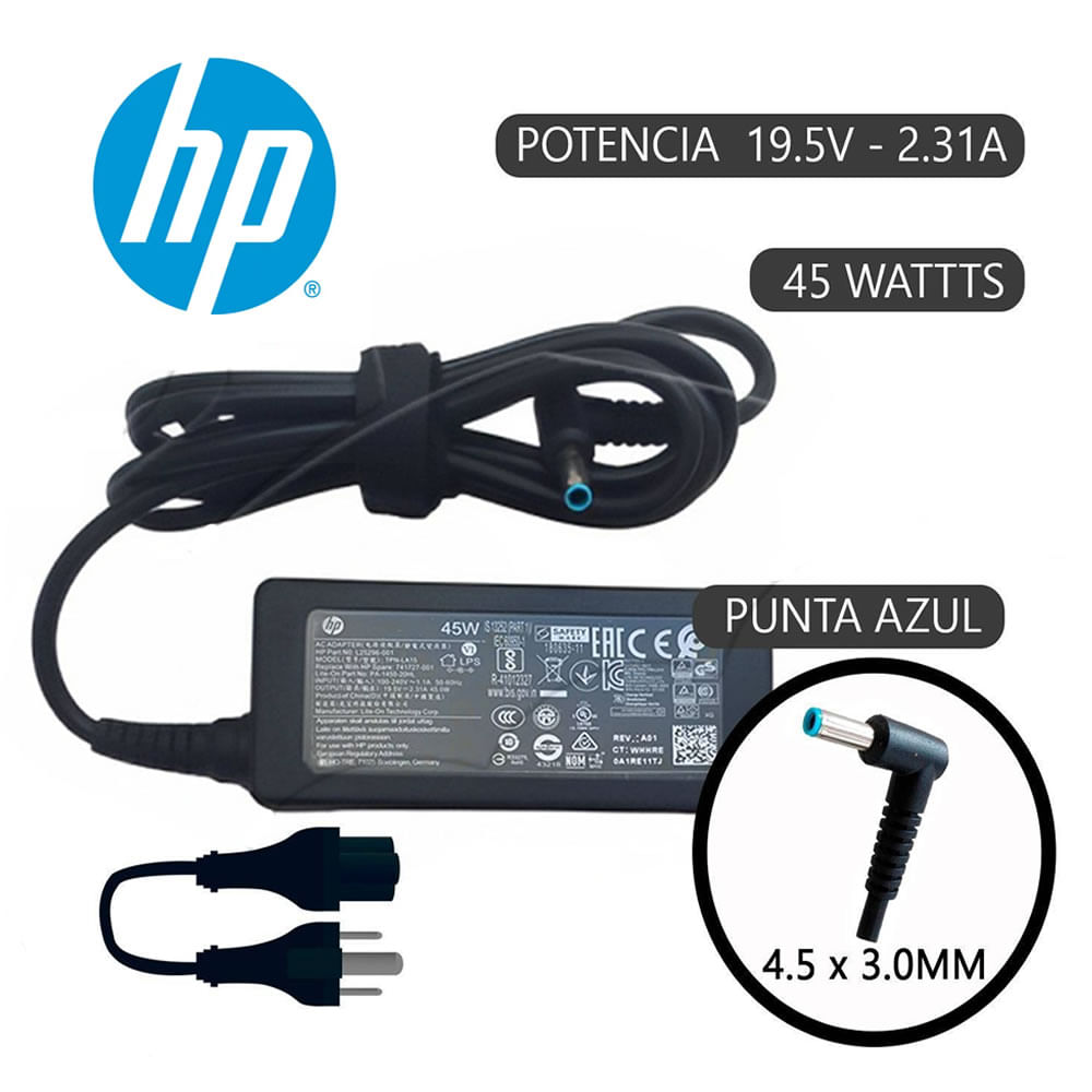 Cargador Genérico Laptop HP Punta Azul 19.5V-2.31A-4.5x3.0-45W