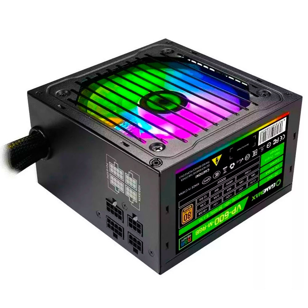 Fuente De Poder Gamemax 600w Vp-600 Rgb Certificada 80 Bronce