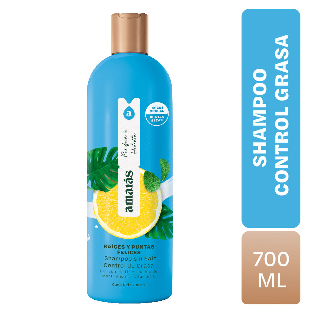 Shampoo AMARAS Raíces y Puntas Felices Frasco 700ml