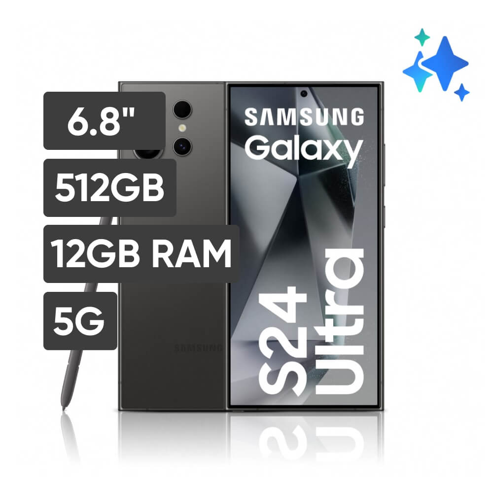Smartphone SAMSUNG Galaxy S24 Ultra 6.8" 12GB 512GB 200MP + 50MP + 12MP + 10MP Titanium Black