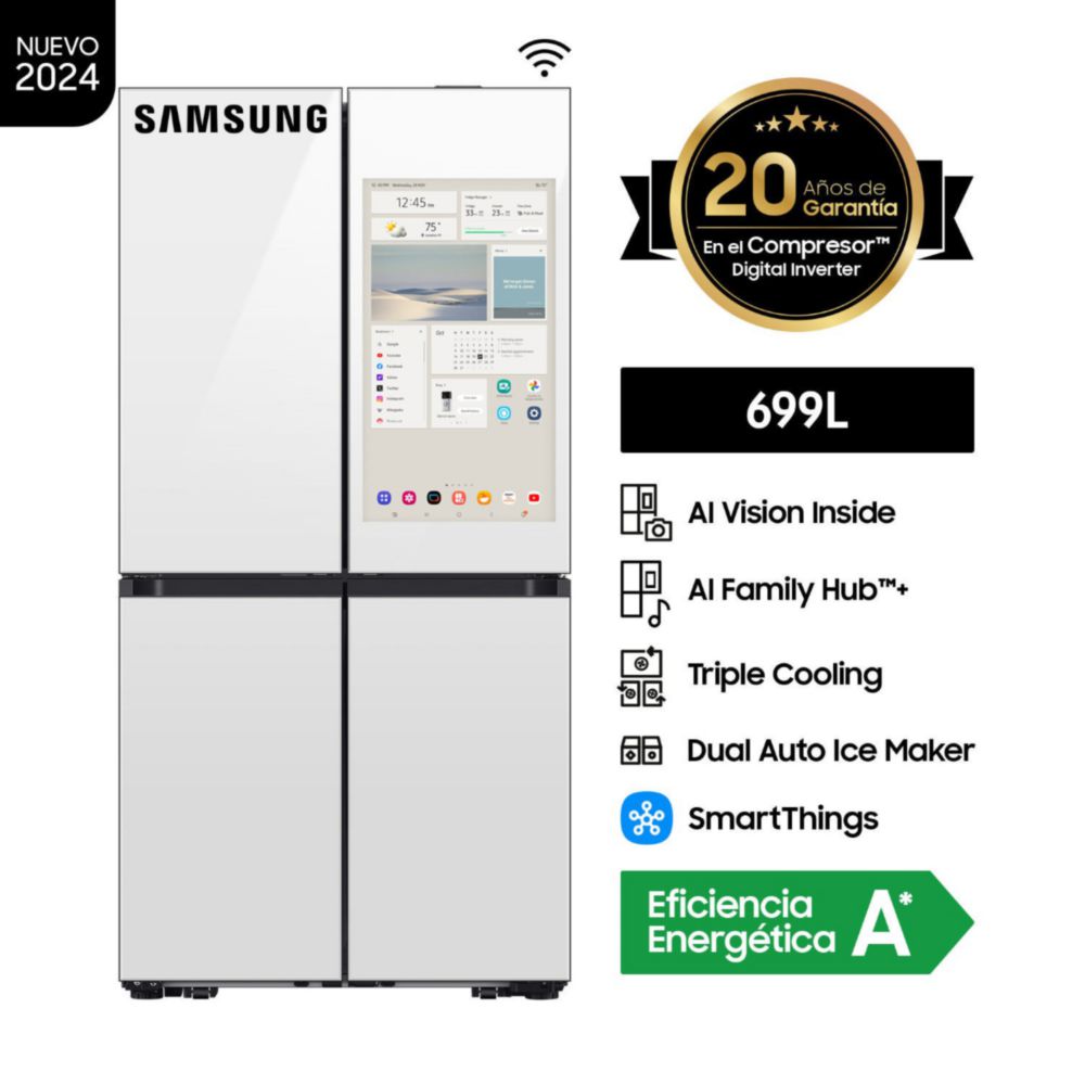 Refrigeradora Samsung French Door Family HUB AI RF29DB995012PE 699 LT Clean White