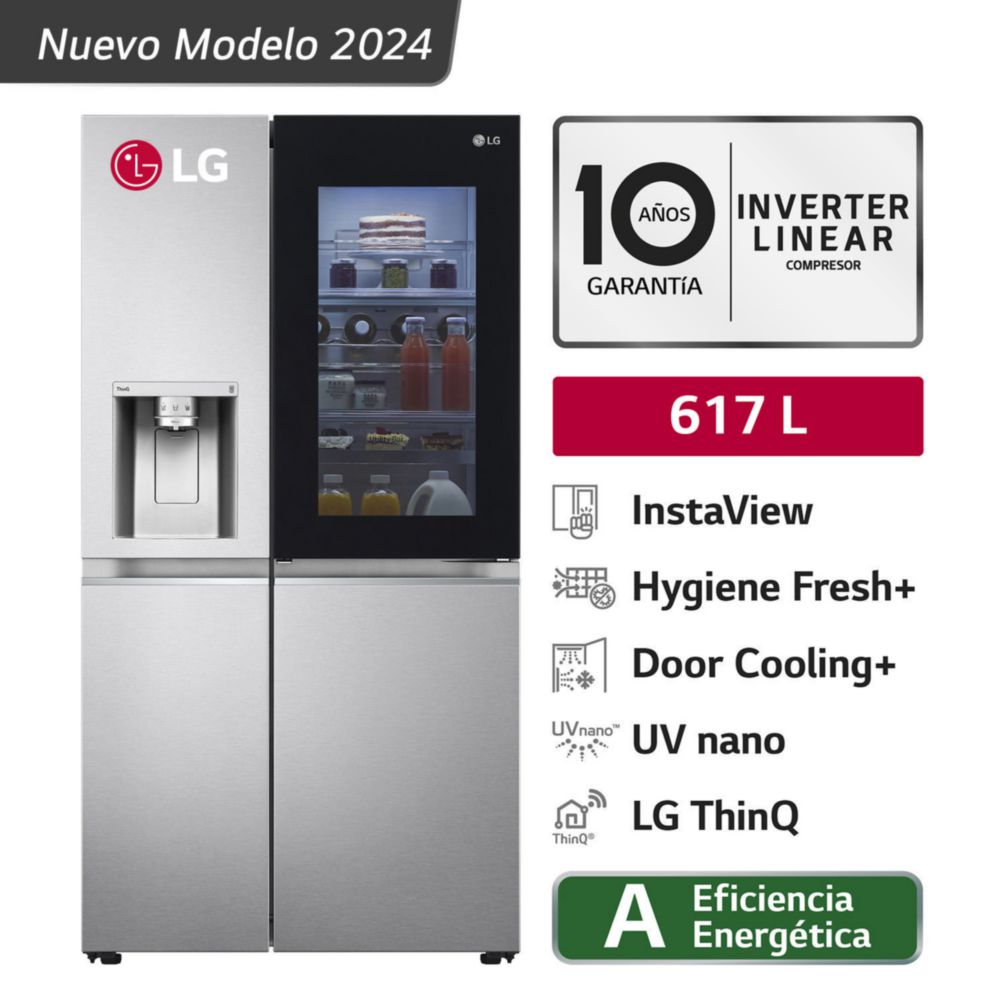 Refrigeradora LG Side By Side GS66SXN 617L Plateado