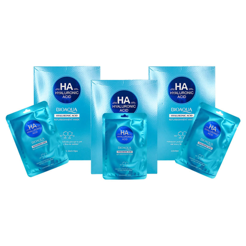 Ha Hyaluronic Acid Refurbishment Mask Bioaqua 3 Unidades