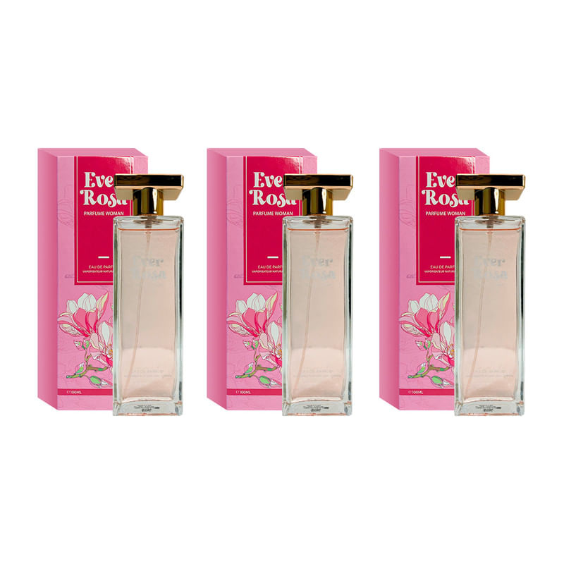 Eau de Parfum Vaporisateur Natural Spray Ever Rosa 3 Unidades