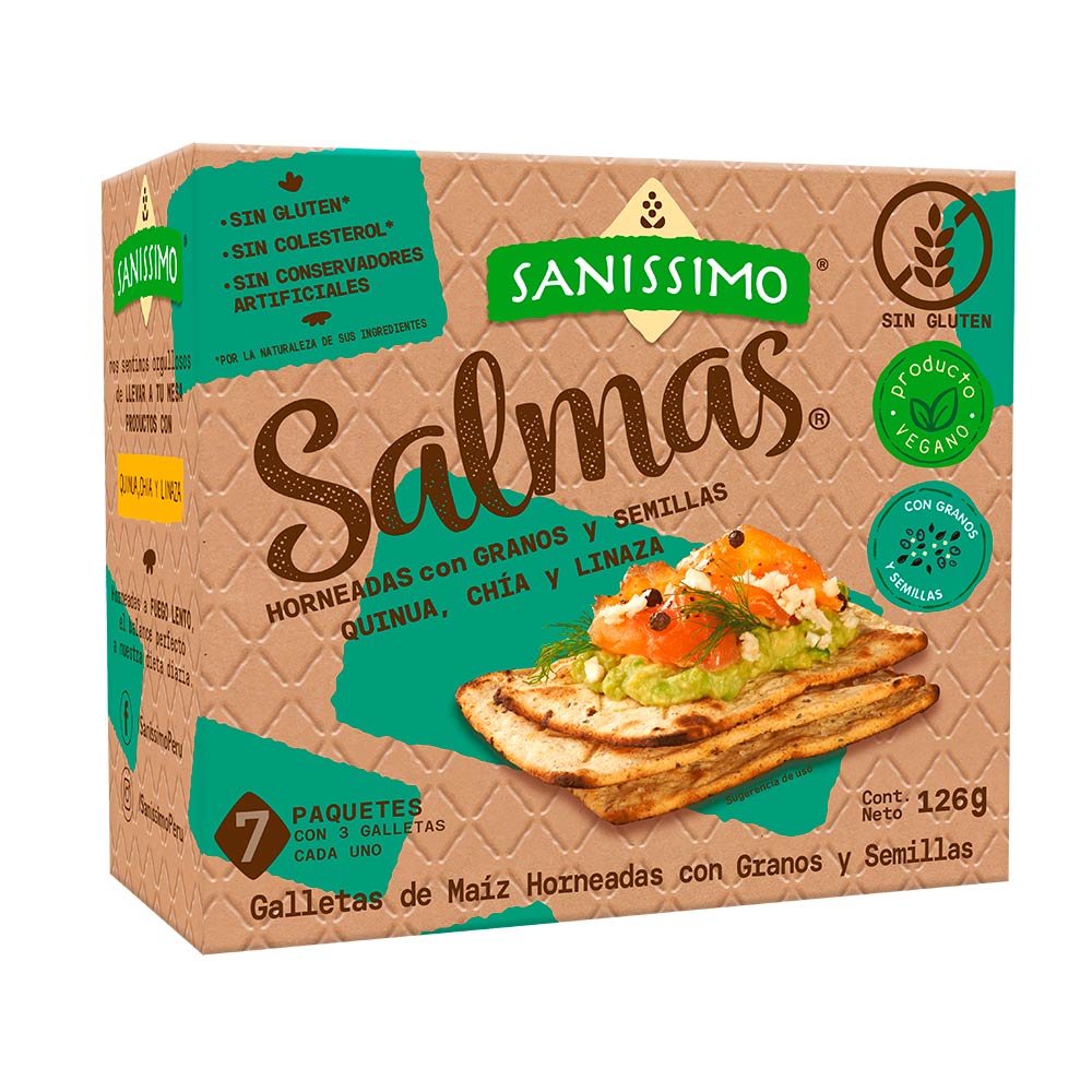 Galletas de Maíz SALMAS Horneadas con Granos y Semillas Caja 126g