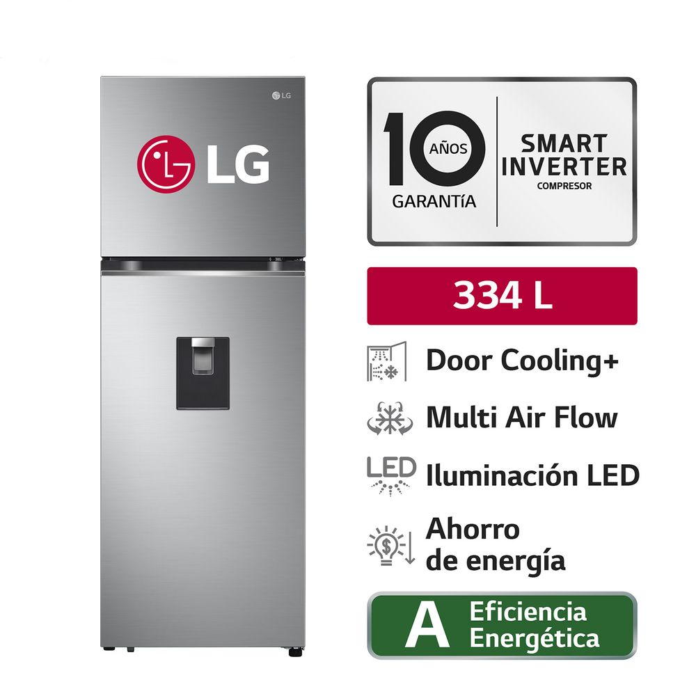Refrigeradora LG Top Freezer con Door Cooling 334L Plateada