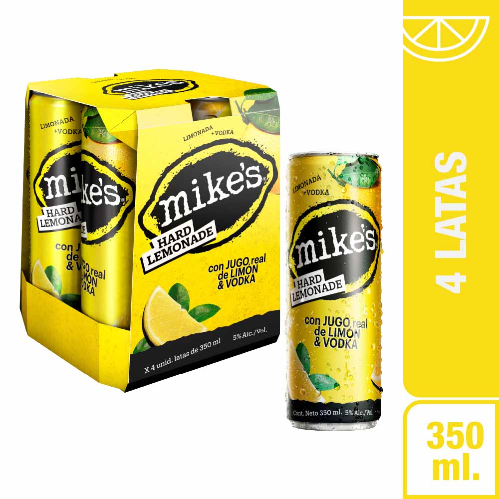 Vodka MIKES Hard Lemonade Lata 355 Paquete 4un