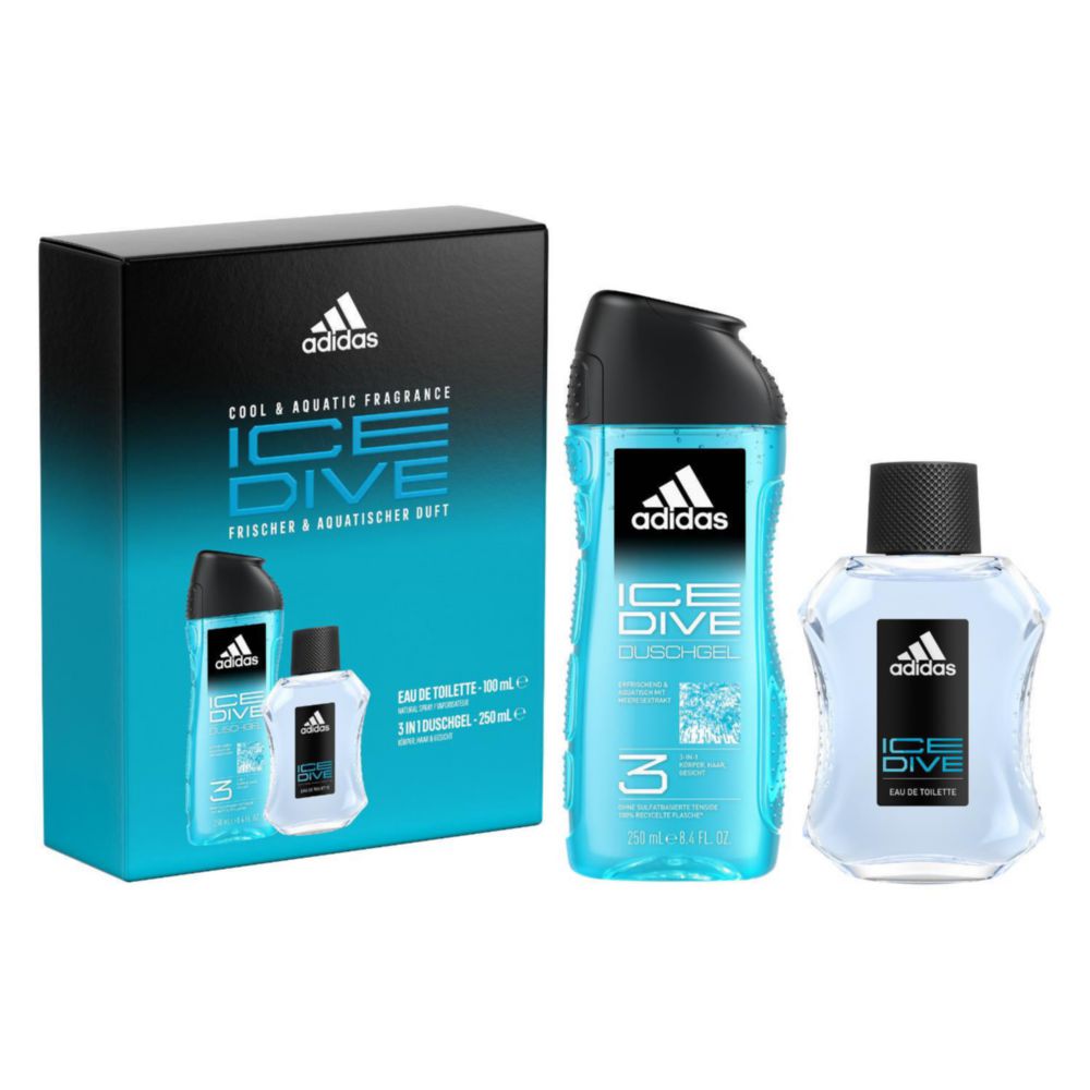 Set De Perfume Ice Dive Adidas Para Hombre Edt 100ml + Shower Gel 250ml