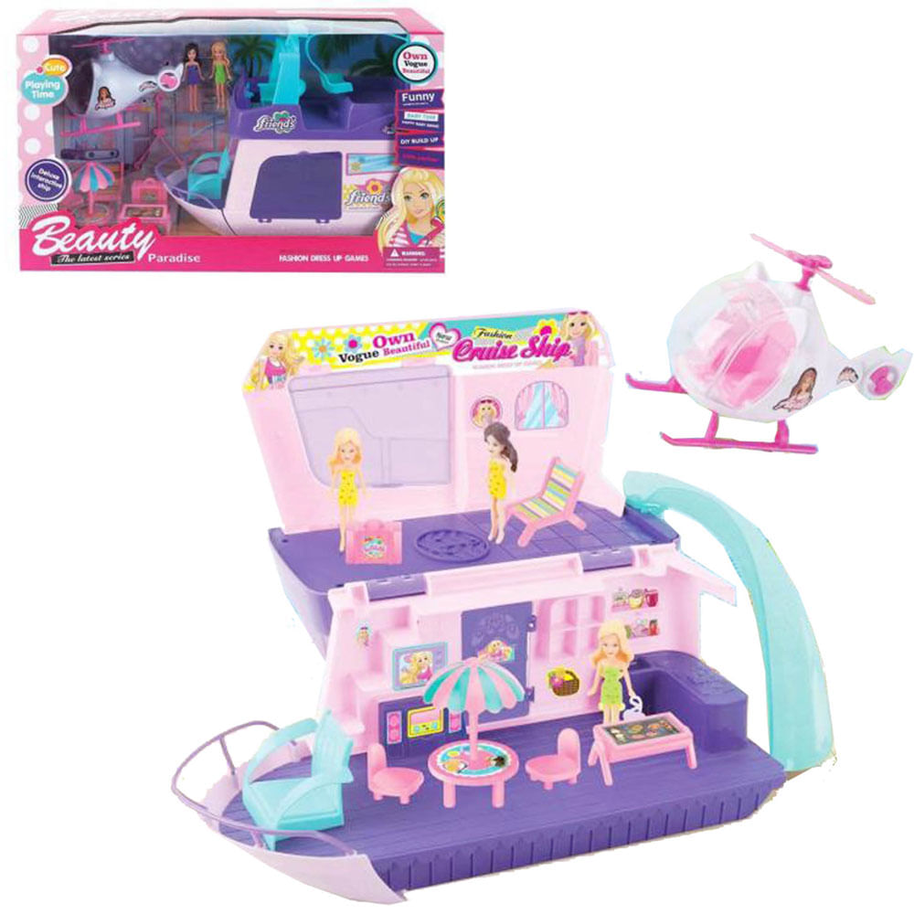 Muñeca Play Set Playa Helicoptero ZHI MEI XIN 7819