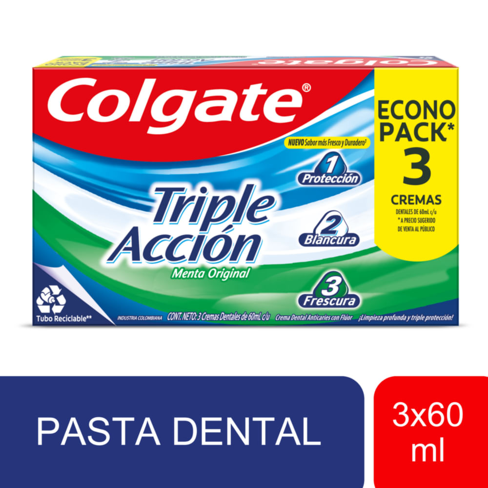 Pasta Dental Colgate Triple Acción 3x60ml