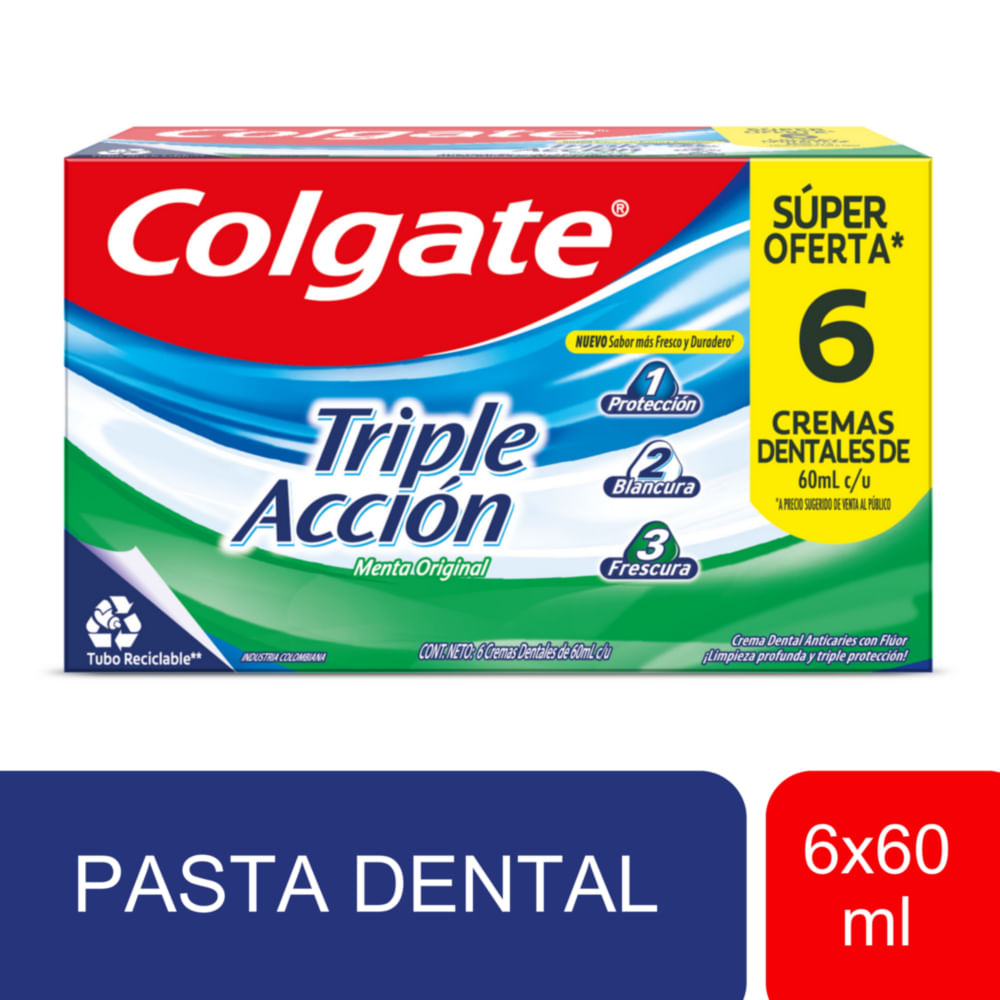 Pasta Dental Colgate Triple Acción 6x60ml