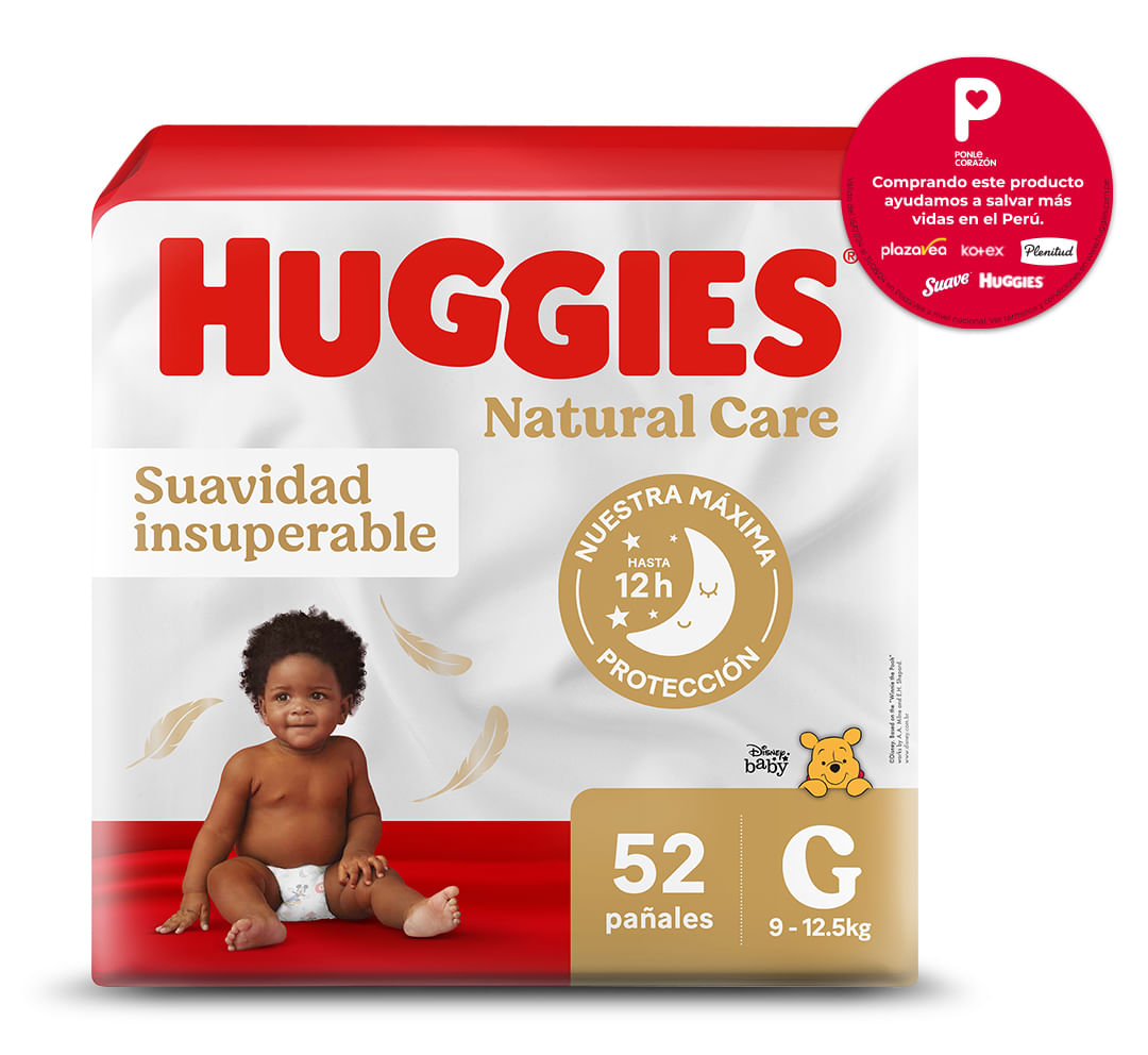 Pañales para Bebé HUGGIES Puro y Natural Talla G Paquete 52un