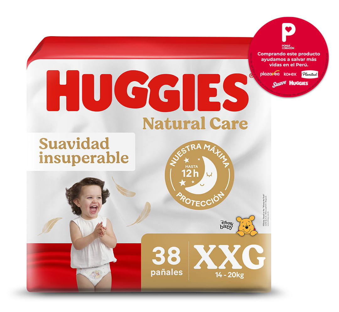 Pañales para Bebé HUGGIES  Puro y Natural Talla XXG Paquete 38un