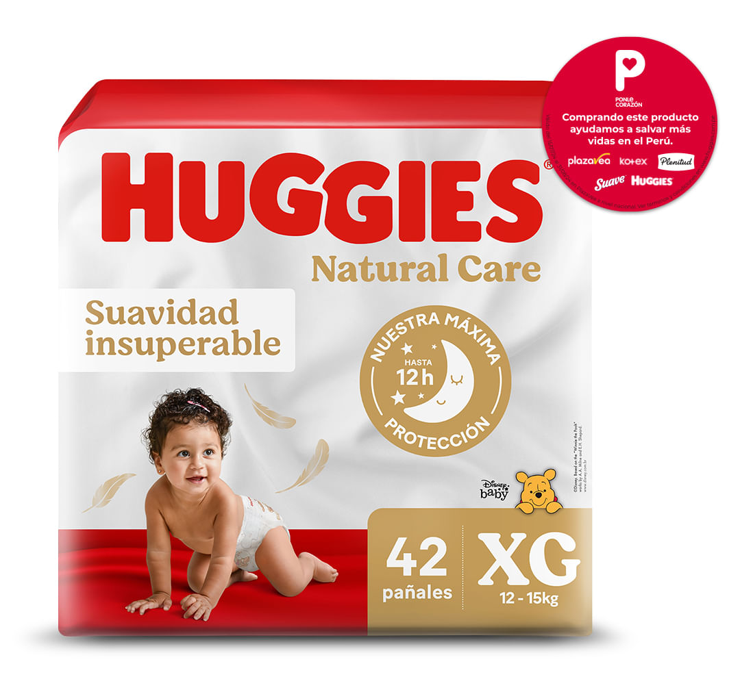 Pañales para Bebé HUGGIES Puro y Natural Talla XG Paquete 42un