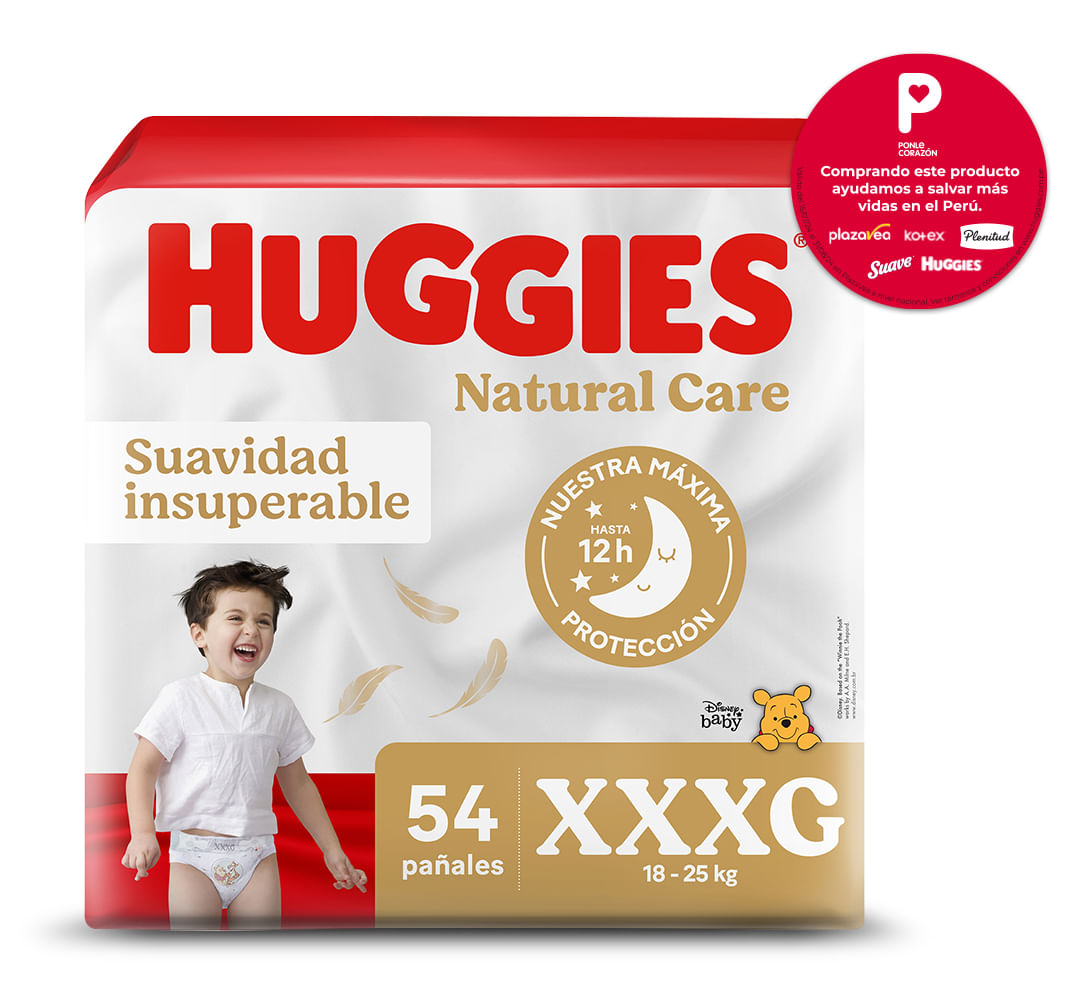 Pañales para Bebé HUGGIES Natural Care XXXG Paquete 54un
