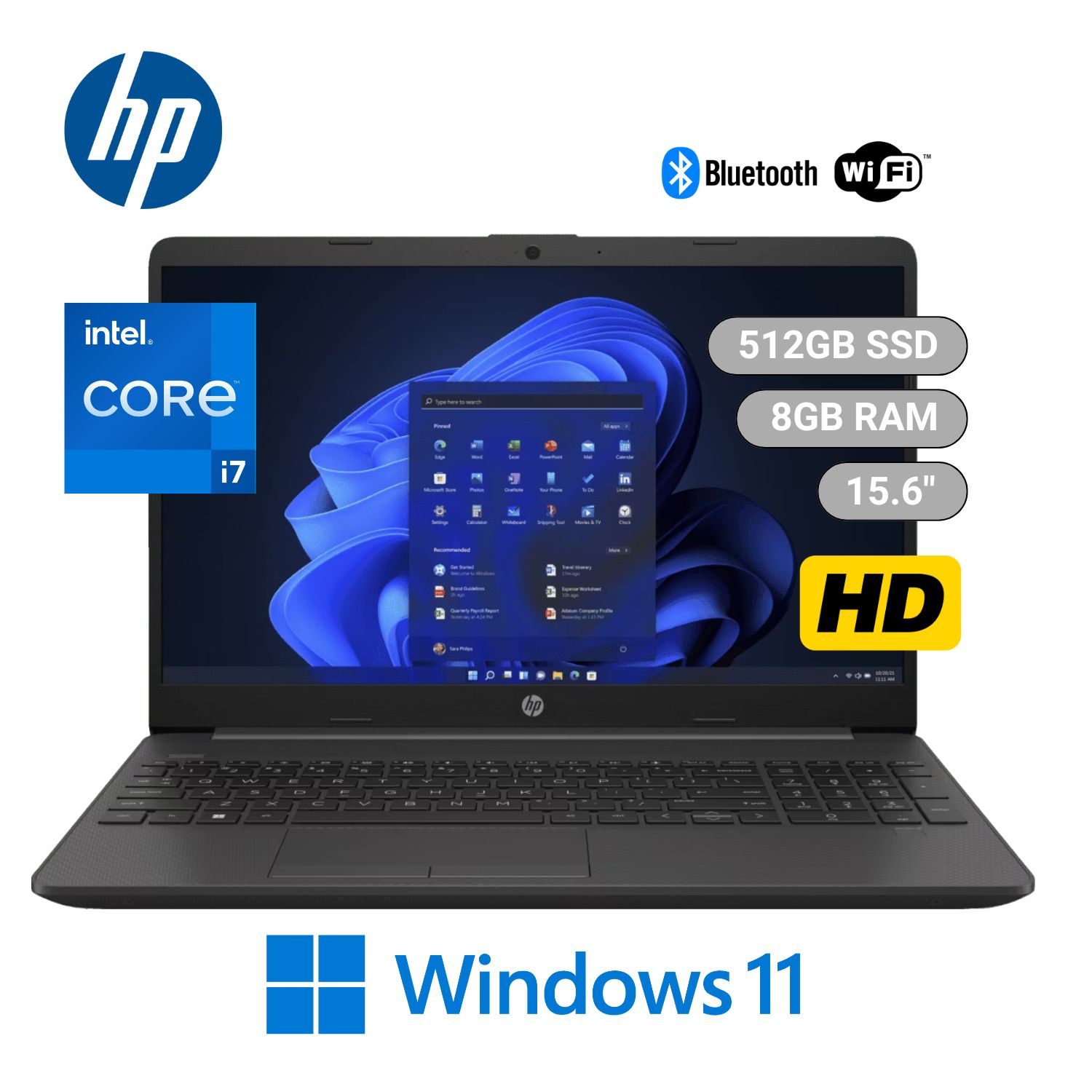 Laptop HP 250 G9 Intel Corei7-1255U 8GB RAM 512GB SSD 15.6" HD WINDOWS 11 - Plomo