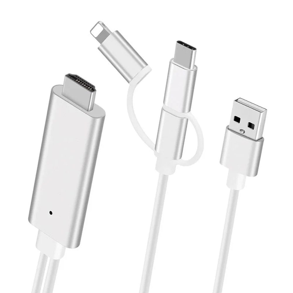 Cable Adaptador Android Tipo C y Lightning a HDMI 3 en 1 MiraScreen