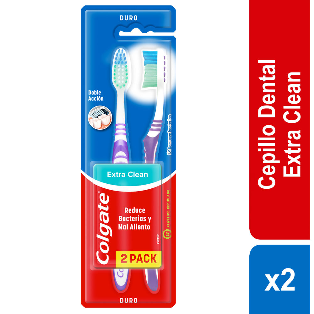 Cepillo Dental COLGATE Extra Clean Firme Doble Acción 2un