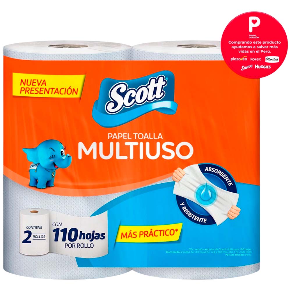 Papel Toalla SCOTT Multiusos 2 en 1 Paquete 2un