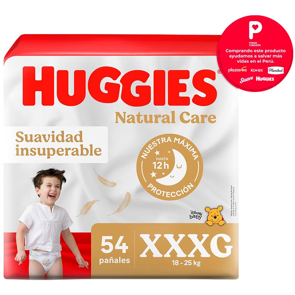 Pañales para Bebé HUGGIES Natural Care XXXG Paquete 54un