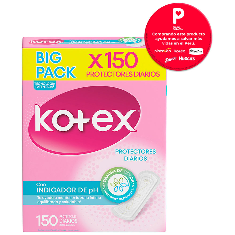 Protector Diario KOTEX Con Indicador de pH Caja 150un