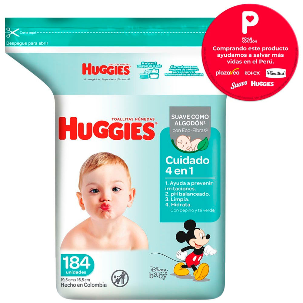 Toallitas Húmedas para Bebé HUGGIES One & Done Paquete 184un