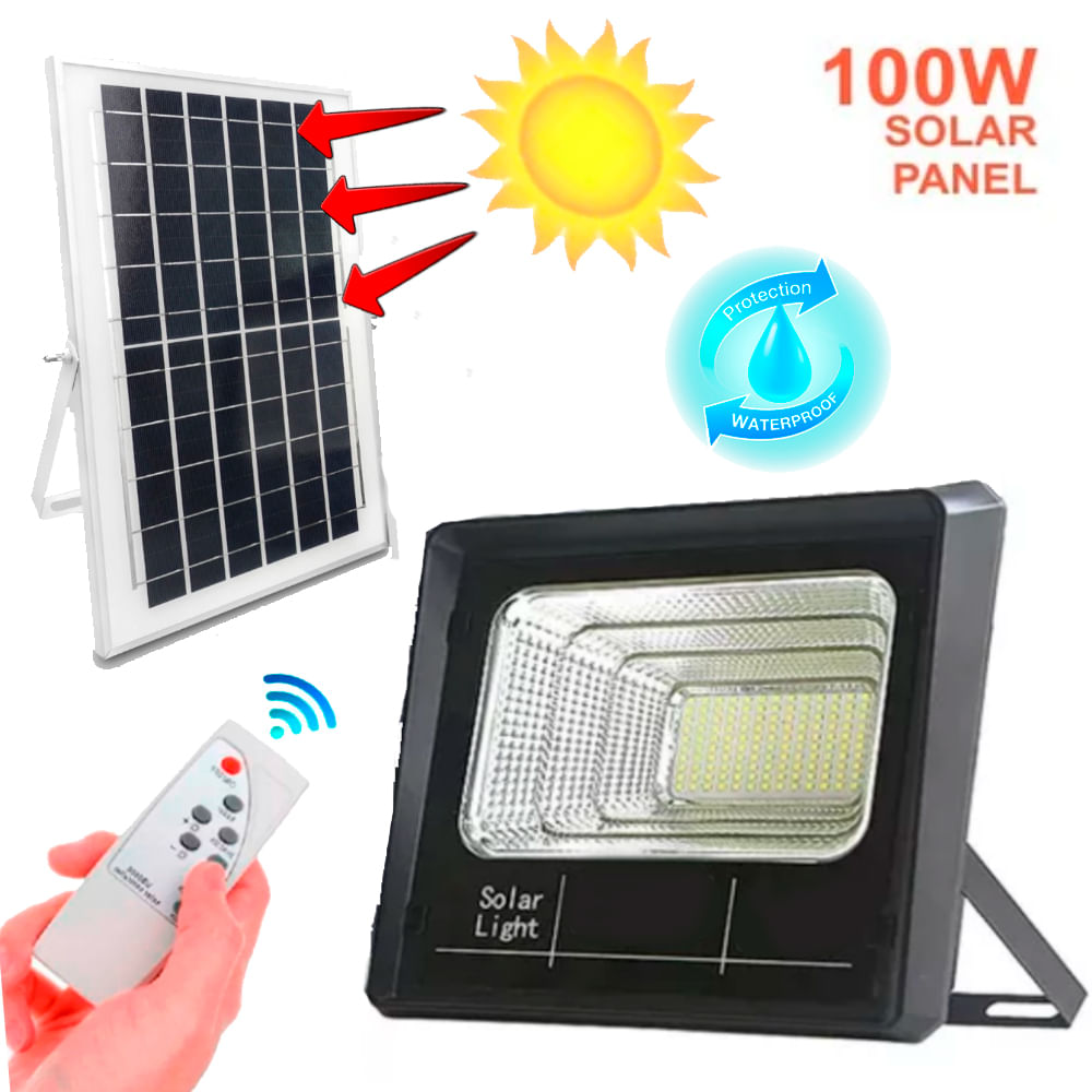 Lampara Panel Solar + Control con Sensor de Movimiento 100w