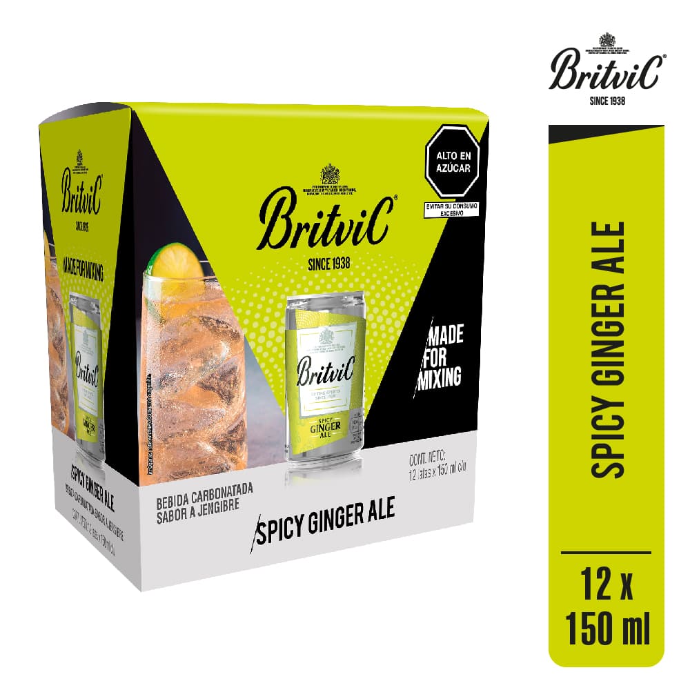 Ginger Ale BRITVIC Paquete 12un x Lata 150ml