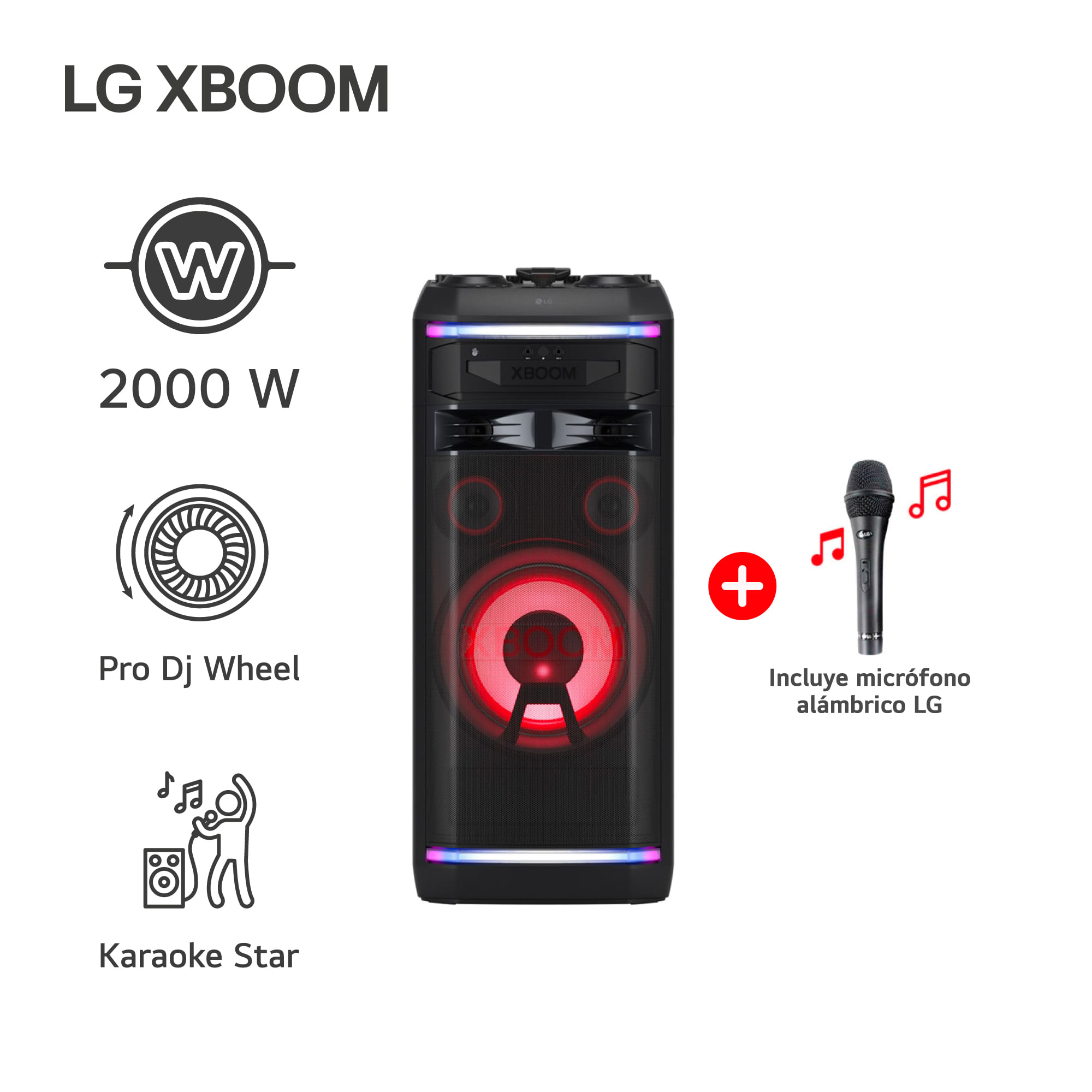 Torre de sonido LG XBOOM OK99M 2000W Bluetooth Karaoke Star