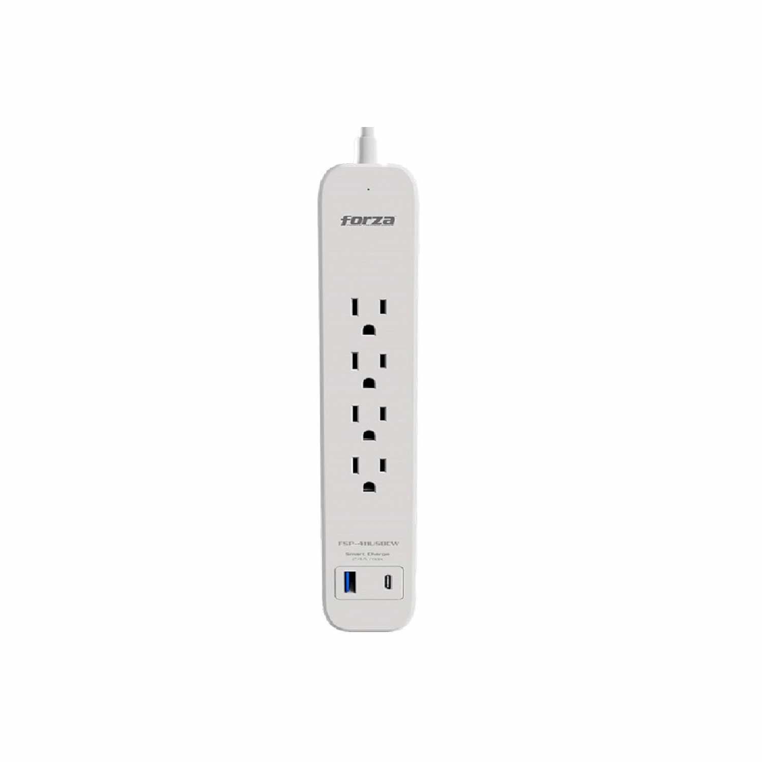 Supresor de pico Forza FSP-451USBCW 1625w 500J 4 tomas 1USB 1USB-C Level 2 White