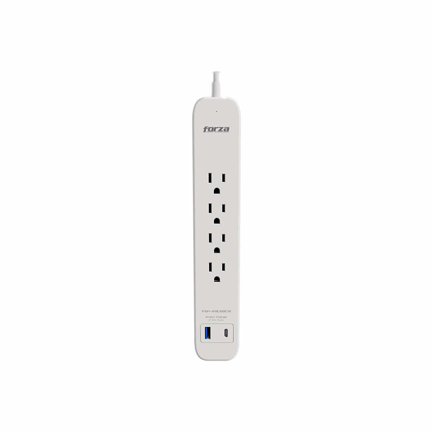 Supresor de pico Forza FSP-451USBCW 1625w 1000J 4 tomas 1USB 1USB-C Level 2 White